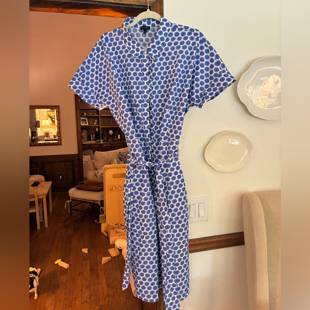 Talbots Blue and White Floral Print Dress